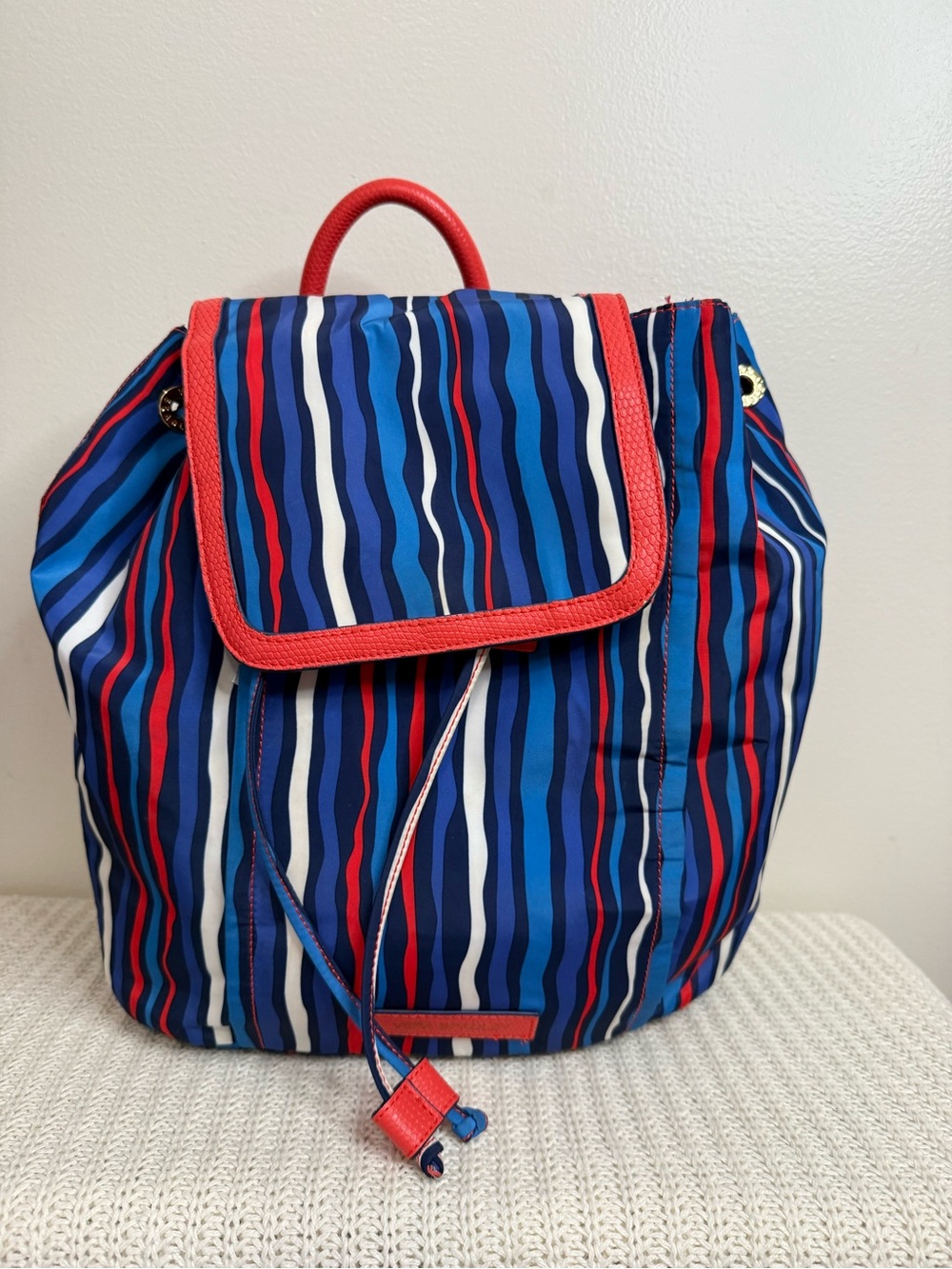 Vera Bradley Striped Blue and Red Women’s Backpack Bag medium